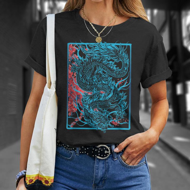 Japanischer Drache Mit Kirschblüten Und Sakura And Dragon T-Shirt Geschenke für Sie