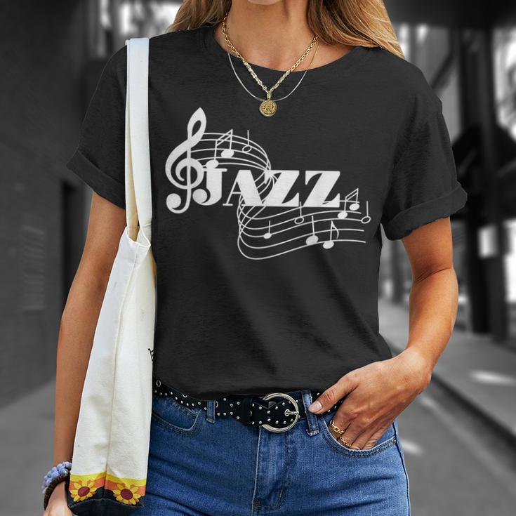 Jazz Musician Sheet Music Jazz Notes T-Shirt Gifts for Her