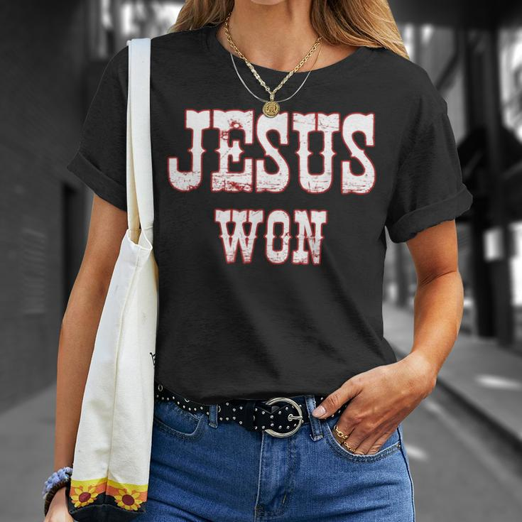 Jesus Won Texas Christianity Religion Jesus Won Texas T-Shirt Gifts for Her