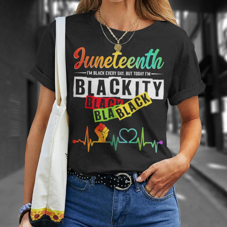 Junenth Blackity Heartbeat Black History African America T-Shirt Gifts for Her