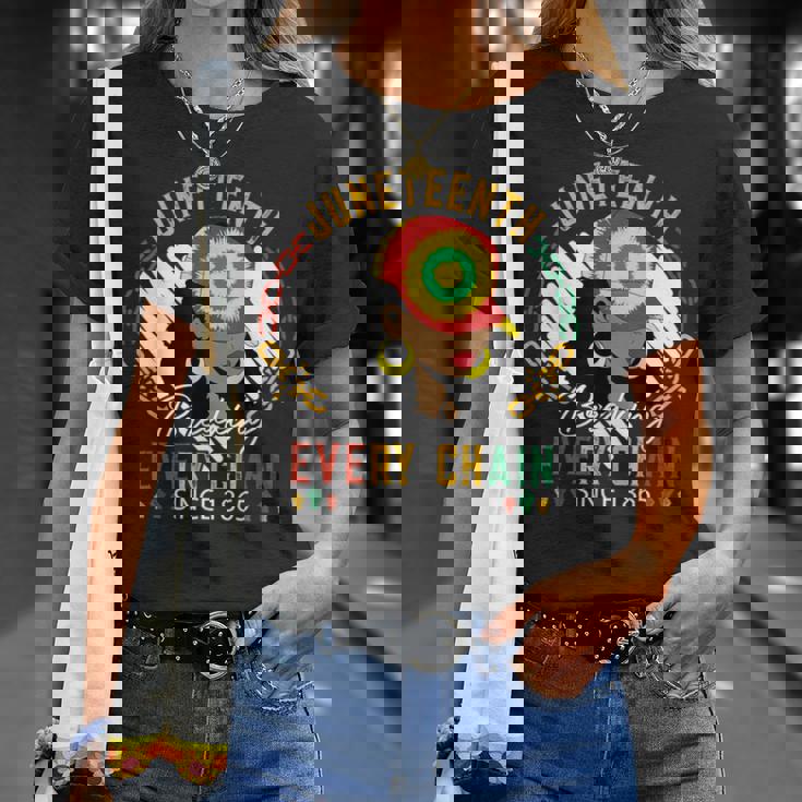 Junenth Breaking Every Chain Since 1865 African Women T-Shirt Gifts for Her