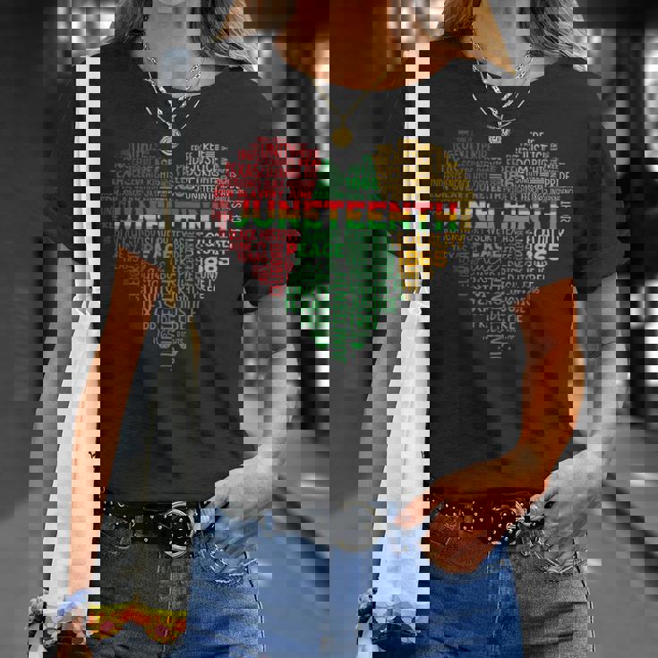 Junenth Heart Freedom African American N Girls Women T-Shirt Gifts for Her