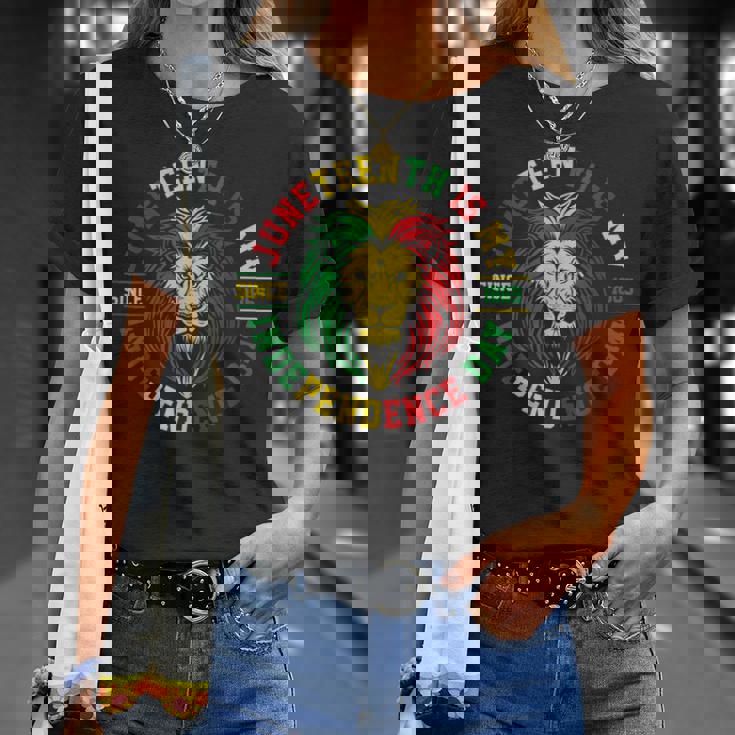 Junenth Is My Independence Day Lion Free Ish Since 1865 T-Shirt Gifts for Her