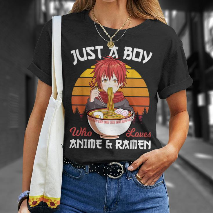 Just A Boy Who Loves Anime And Ramen Japanese Otaku T-Shirt Gifts for Her
