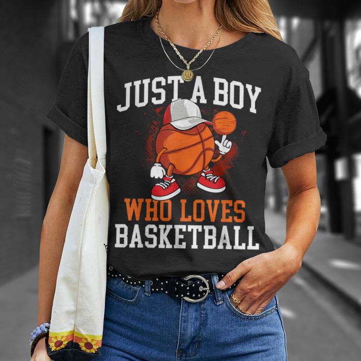 Just A Boy Who Loves Basketball Player Hoops T-Shirt Gifts for Her