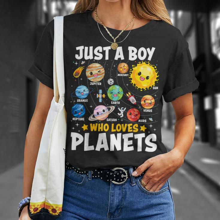 Just A Boy Who Loves Planets Astrology Space Solar Systems T-Shirt Gifts for Her