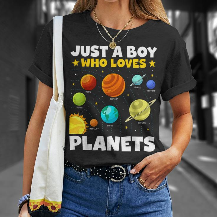 Just A Boy Who Loves Planets Solar System Space Science T-Shirt Gifts for Her