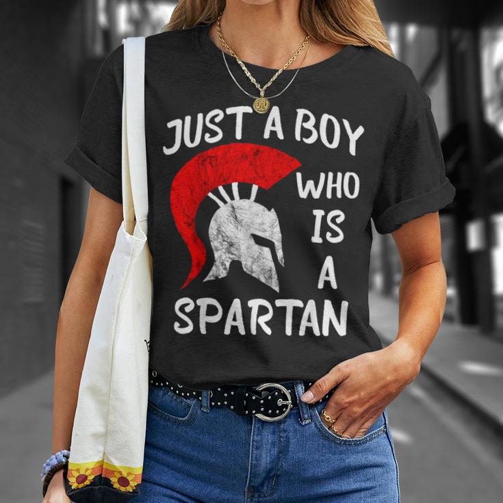 Just A Boy Who Is A Spartan Sparta Soldier Gladiator T-Shirt Gifts for Her