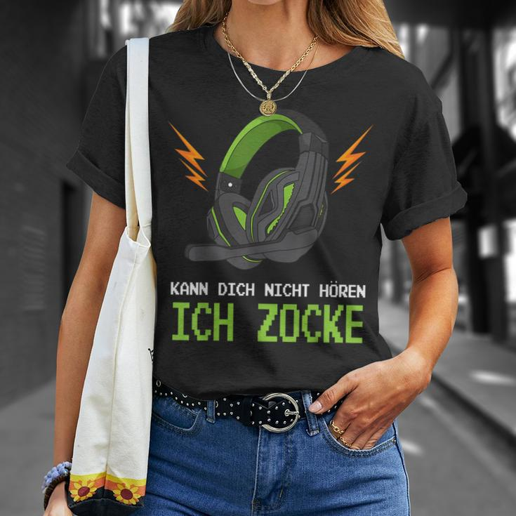 Kann Dich Nicht Hören Ich Zocke Gamer Headset T-Shirt Geschenke für Sie