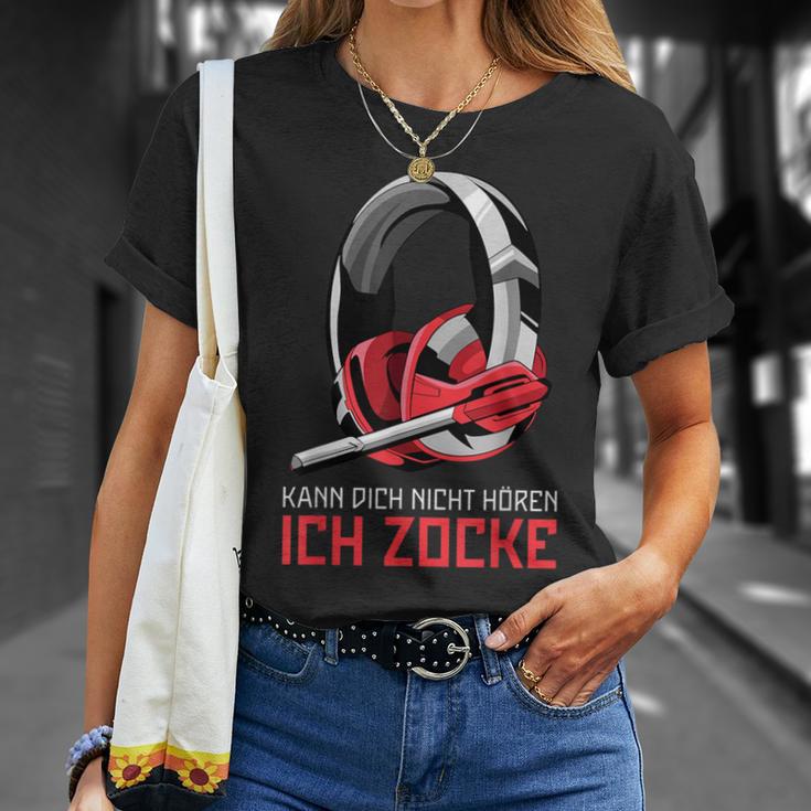 Kann Dich Nicht Hören Ich Zocke Gamer Headset Gamer T-Shirt Geschenke für Sie