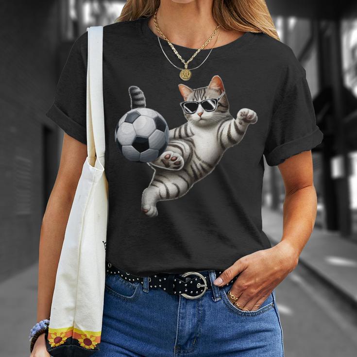 Katzen-Sonnenbrille Spielt Fußball-Kostüm Spielerbesitzer Liebhaber T-Shirt Geschenke für Sie