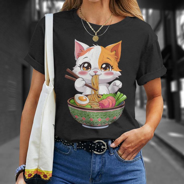 Kawaii Neko Ramen Cute Ramen Cat Japanese Noodle Cat T-Shirt - Seseable