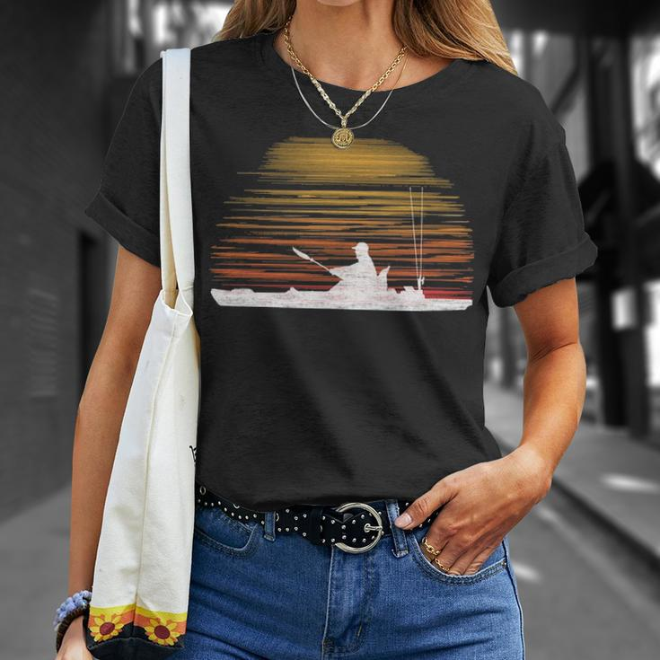 Kayak Bass Fishing Kayaking Angler Fisherman Sunset T-Shirt Gifts for Her