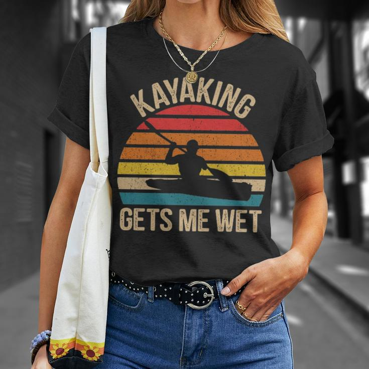 Kayaking Gets Me Wet Paddling Boating Vintage Kayaker T-Shirt Gifts for Her