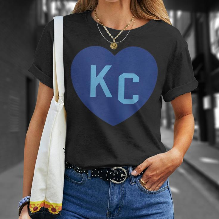 Kc Heart Kc Kansas City Kc Love Kc Powder Blue Kc 2-Letter T-Shirt Gifts for Her