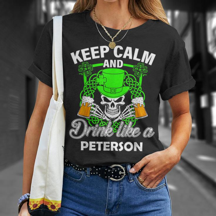 Keep Calm And Drink Like A Peterson St Patricks Day Lucky T-Shirt Gifts for Her