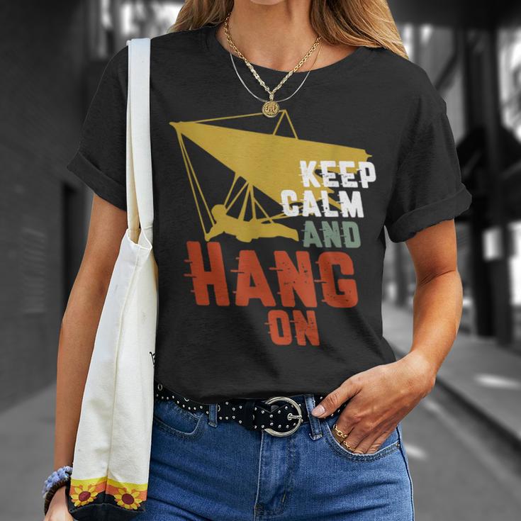 Keep Calm Hang On Hang Gliding Extreme Sports Fan T-Shirt Gifts for Her