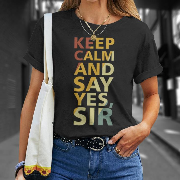 Keep Calm And Say Yes Sir Adult Humor T-Shirt Gifts for Her