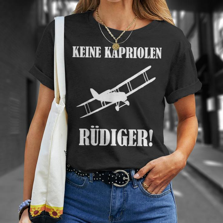 Keine Kapriolen Rüdiger T-Shirt, Lustiges Flugzeug Motiv, Meme Geschenke für Sie