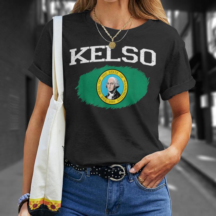 Kelso Wa Washington Flag Vintage Usa Sports Women T-Shirt Gifts for Her