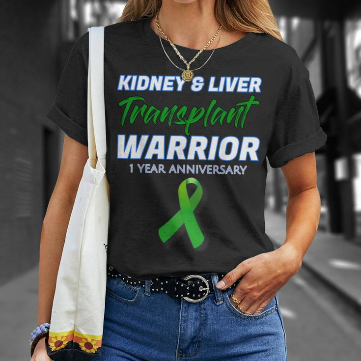 Kidney Liver Transplant 1 Year Anniversary Warrior Survivor T-Shirt Gifts for Her
