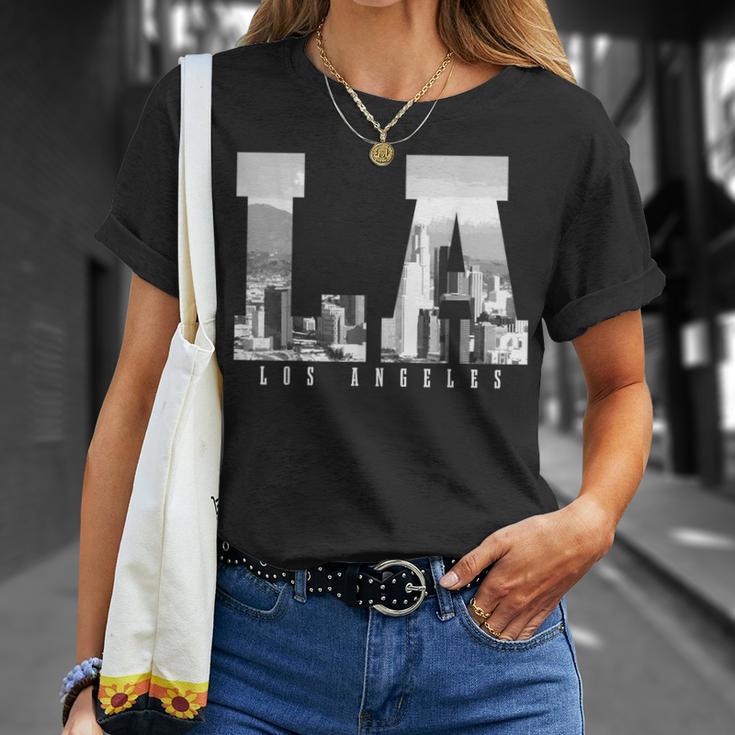 La Los Angeles California Skyline Usa Vintage Souvenir Black T-Shirt Geschenke für Sie