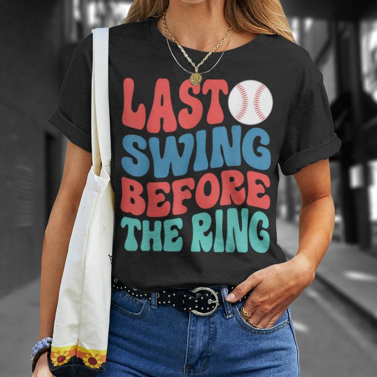 Last Swing Before The Ring Baseball Bachelorette Party T-Shirt Gifts for Her