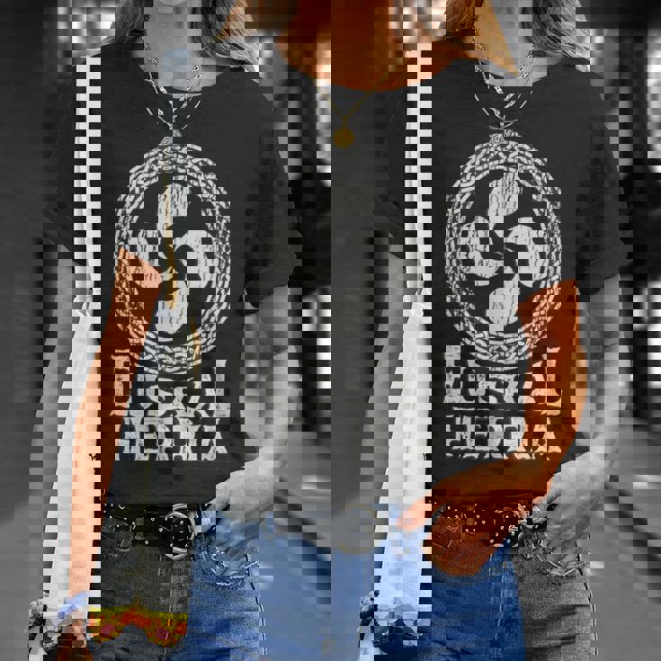 Lauburu Estilo Tribal Ligeramente Desgastado Camiseta unisex Regalos para ella