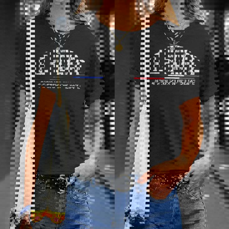 Le Havre France Coordonnées Gps T-Shirt Cadeaux pour elle