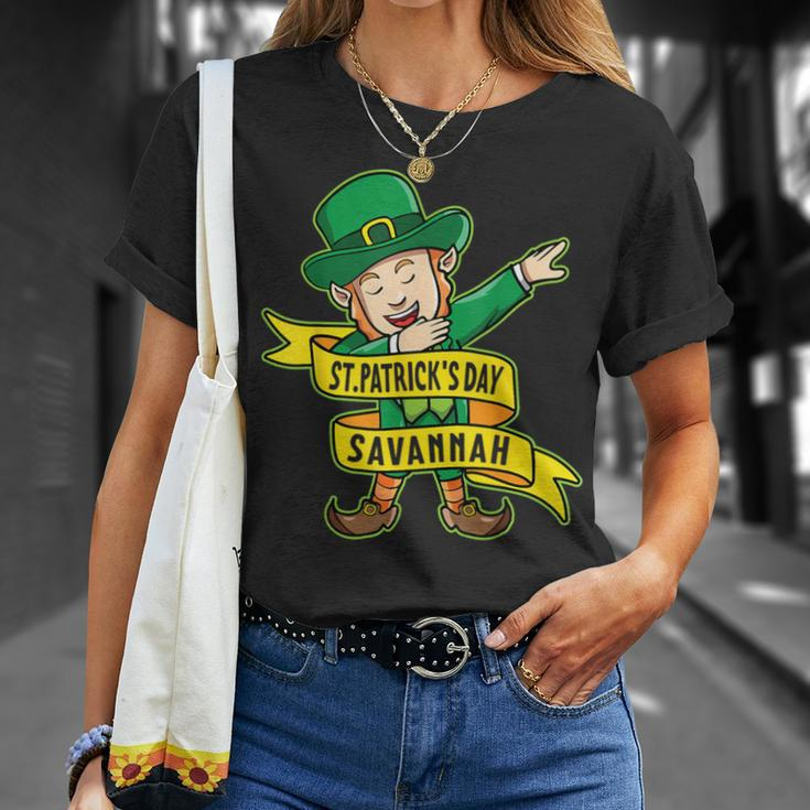 Leprechaun Dabbing Happy Saint Patrick's Day In Savannah T-Shirt Gifts for Her