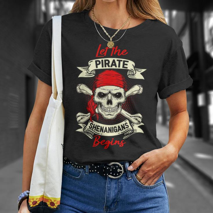Let The Pirate Shenanigans Begin Pirate Skull T-Shirt Gifts for Her