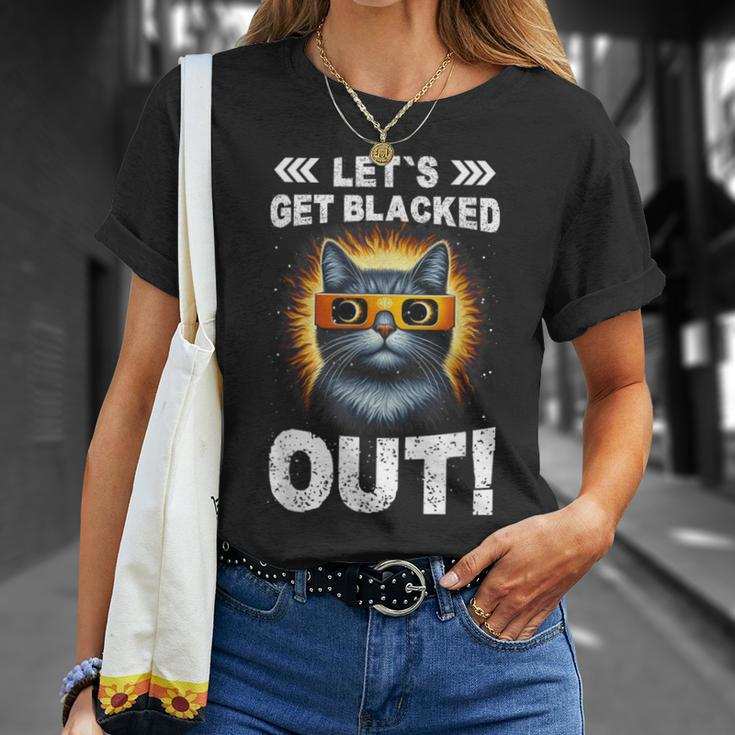 Let's Get Blacked Out Total Solar Eclipse 2024 Cat Lover T-Shirt Gifts for Her