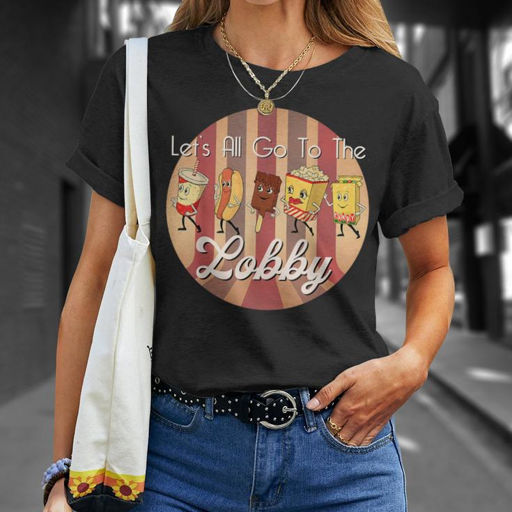 Let's All Go To The Lobby Cute Retro Movie Theatre T-Shirt Gifts for Her
