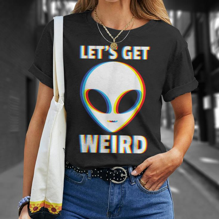 Let's Get Weird Alien Head Glitch Extraterrestrial T-Shirt Gifts for Her