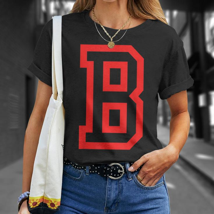 Letter B Large And Bold Outline In Red T-Shirt Gifts for Her
