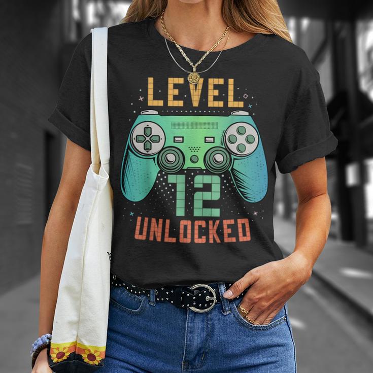 Level 12 Unlocked 12Th Birthday Gamer 12 Year Old Boys T-Shirt Gifts for Her