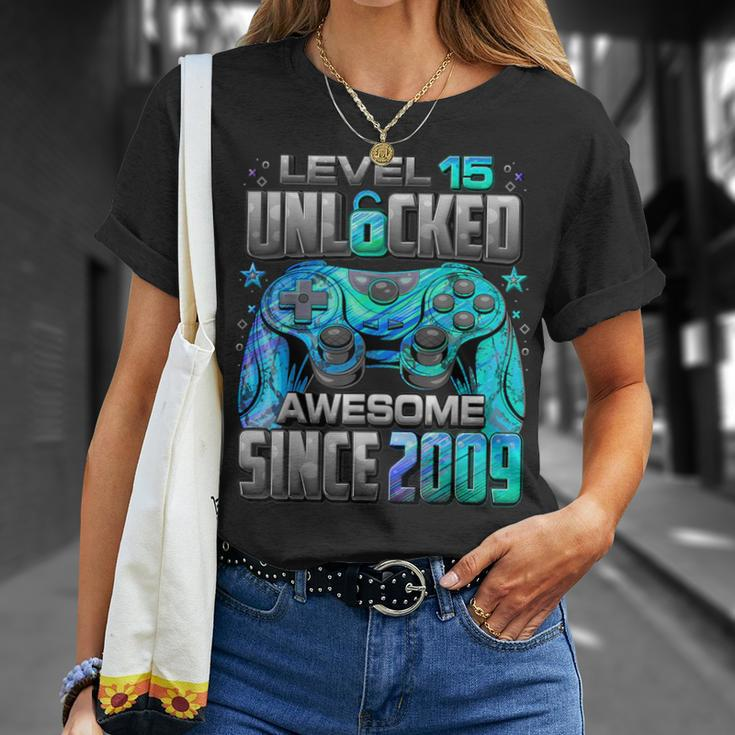 Level 15 Unlocked Awesome Since 2009 15Th Birthday Gaming T-Shirt Gifts for Her