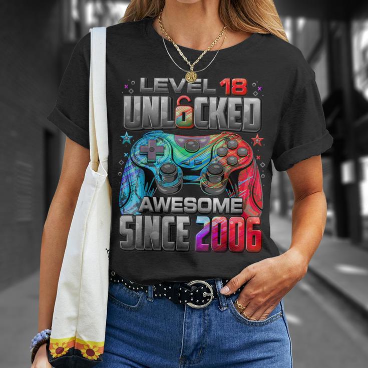 Level 18 Unlocked Awesome Since 2006 18Th Birthday Gaming T-Shirt Gifts for Her