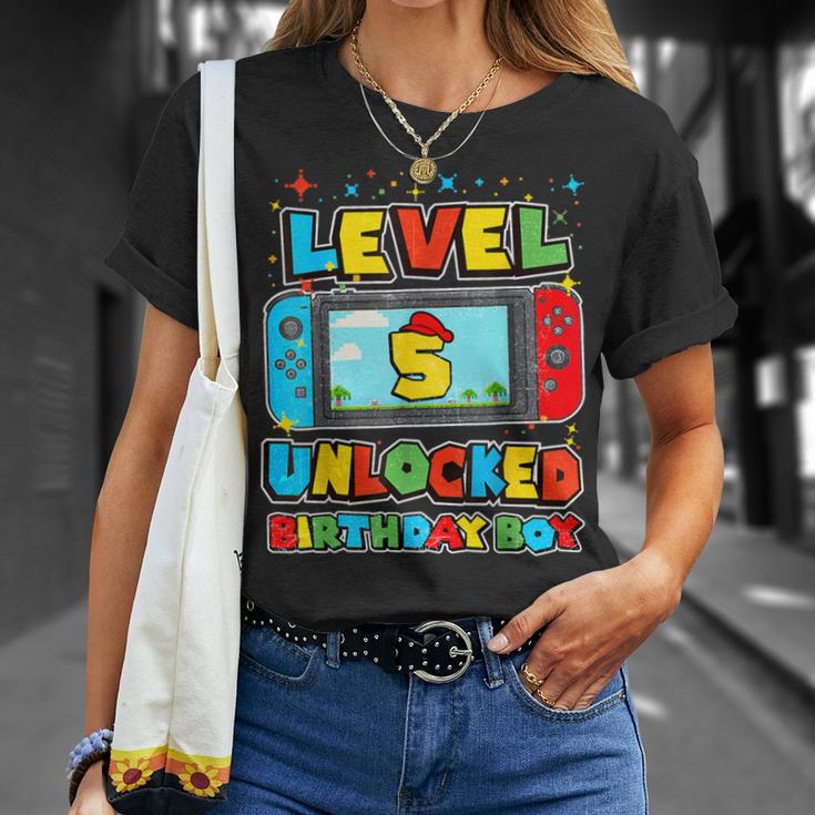 Level 5 Unlocked Birthday Boy Happy 5Th Birthday Videos Game T-Shirt Gifts for Her