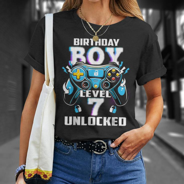 Level 7 Unlocked Video Game 7Th Birthday Gamer Boys T-Shirt Gifts for Her