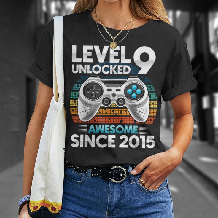 Level 9 Unlocked Awesome Since 2015 9Th Birthday Boys T-Shirt Gifts for Her