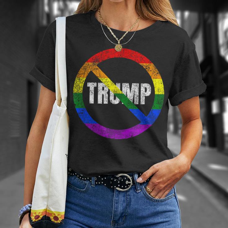 Lgbtq No Trump Anti Trump Rainbow Flag Gay Pride T-Shirt Gifts for Her