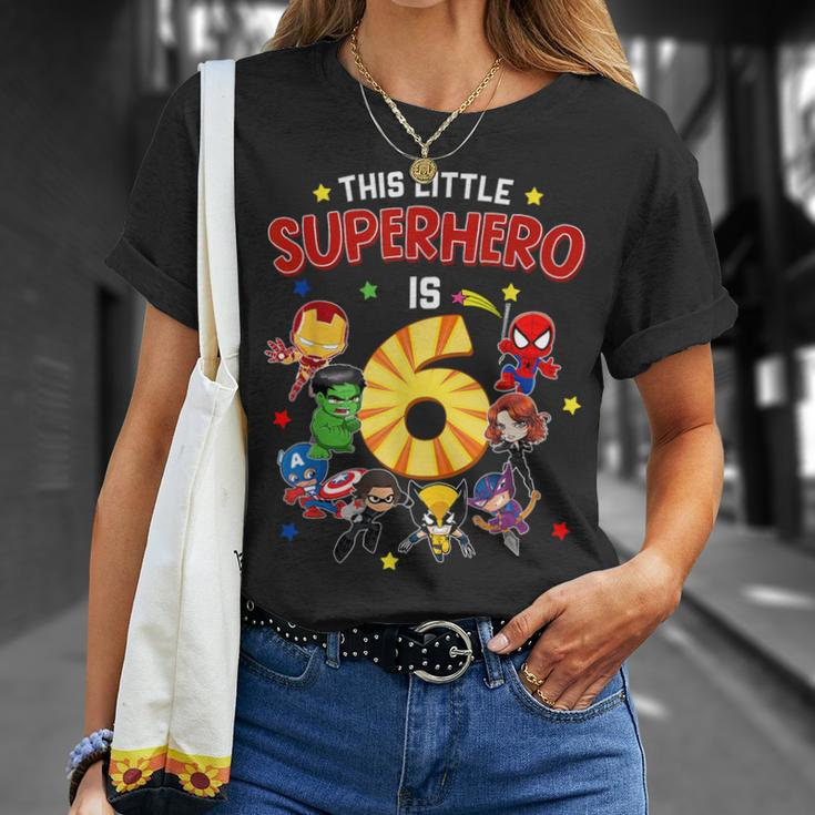 This Little Superhero Is 6 Birthday Superhero 6 Year Old Boy T-Shirt Gifts for Her