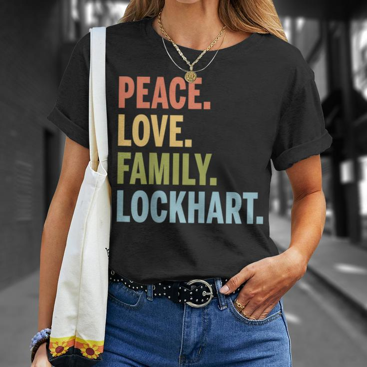 Lockhart Last Name Peace Love Family Matching T-Shirt Gifts for Her