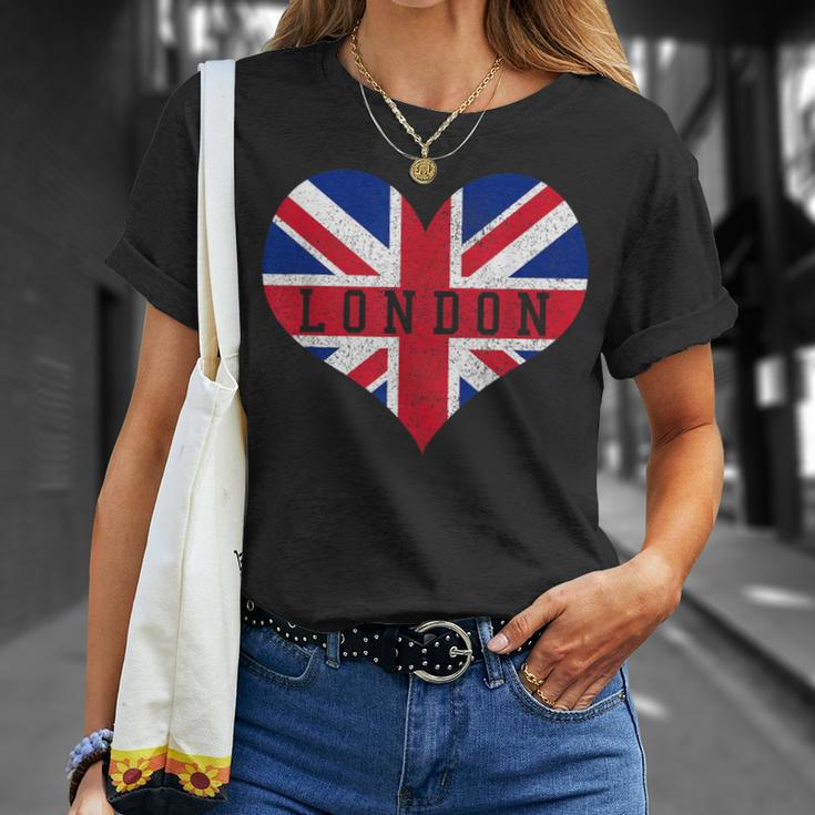 London Heart Flag Union Jack Uk England Souvenir T-Shirt Gifts for Her