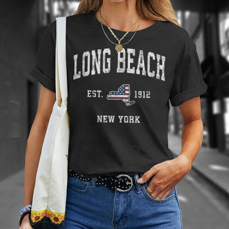 Long Beach New York Ny Vintage American Flag Sports T-Shirt Gifts for Her