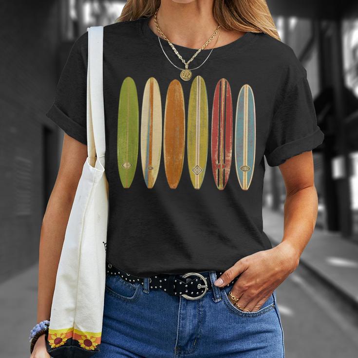 Longboard Surfboards Vintage Retro Style Surfing T-Shirt Gifts for Her