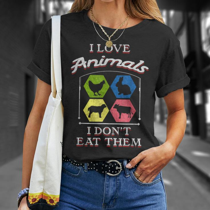 I Love Animals I Don't Eat Them Vegan T-Shirt Gifts for Her