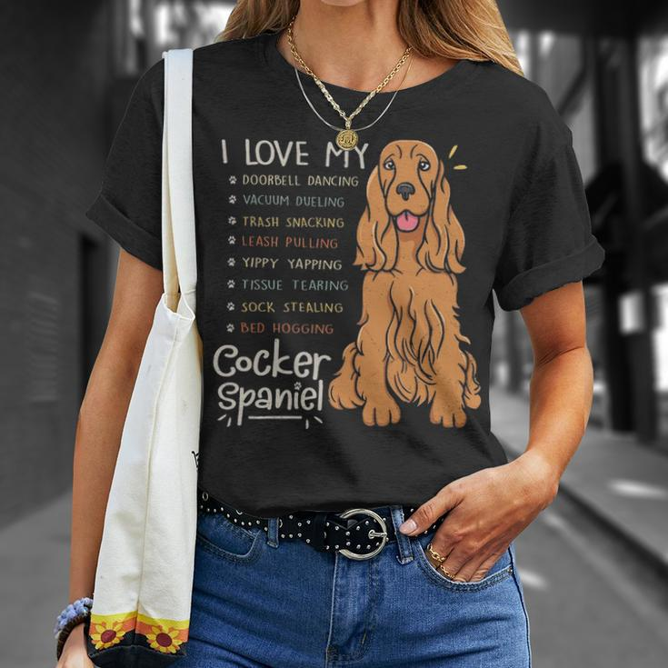 I Love My Cocker Spaniel Dog Mom Dad T-Shirt Gifts for Her