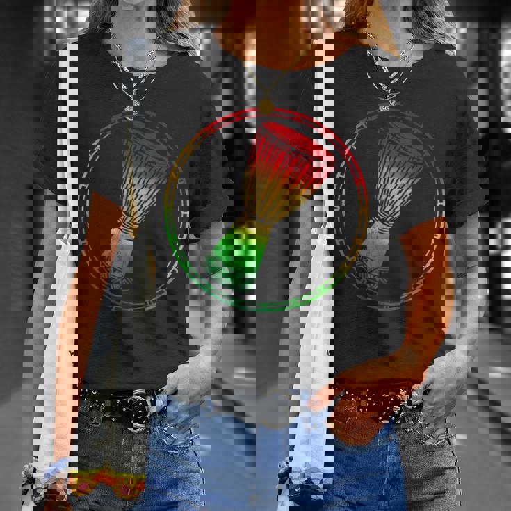 Love Djembe Drum A Rasta Flag Graphic For African Drumming T-Shirt Gifts for Her